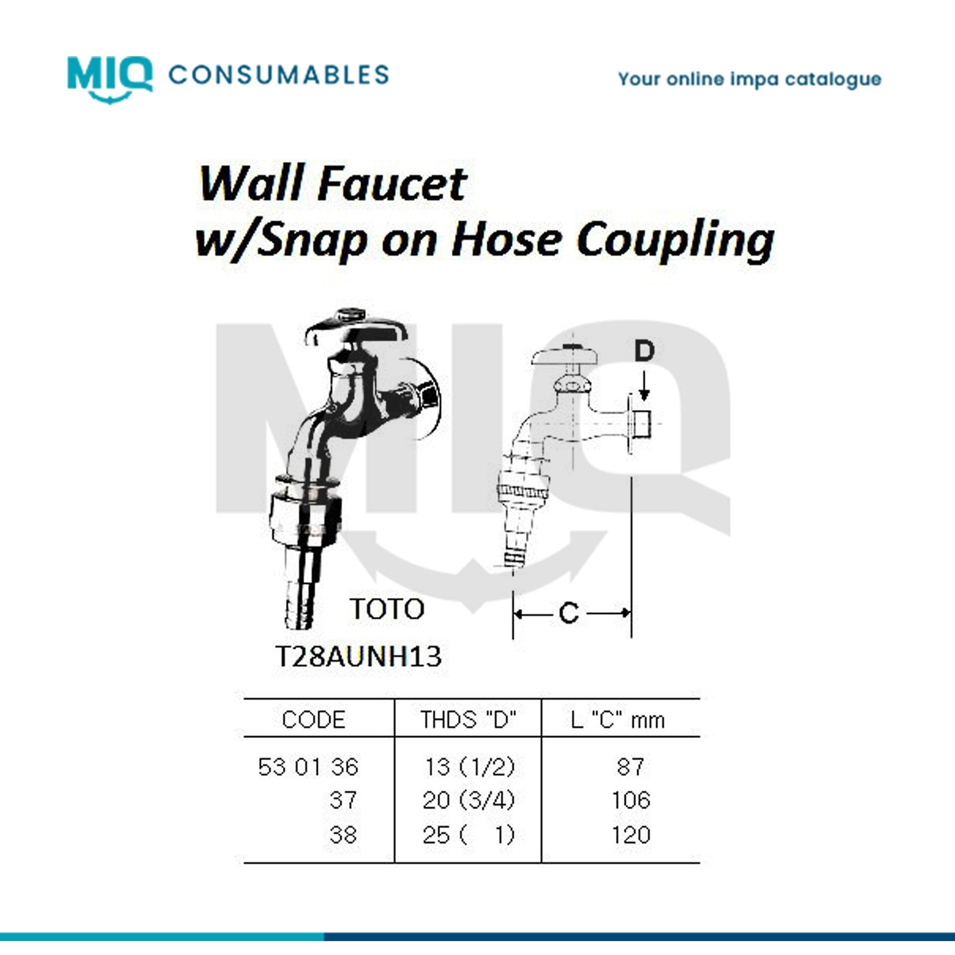 530136-FAUCET WALL WITH SNAP ON HOSE, COUPLING 13(1/2) - MIQ