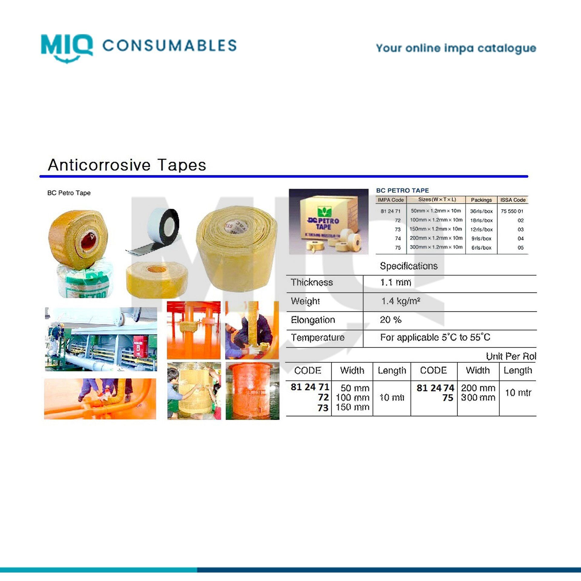 812471-TAPE ANTI-CORROSIVE 50MMX10MTR - MIQ Consumables 812471-TAPE ANTI-CORROSIVE 50MMX10MTR - MIQ Consumables