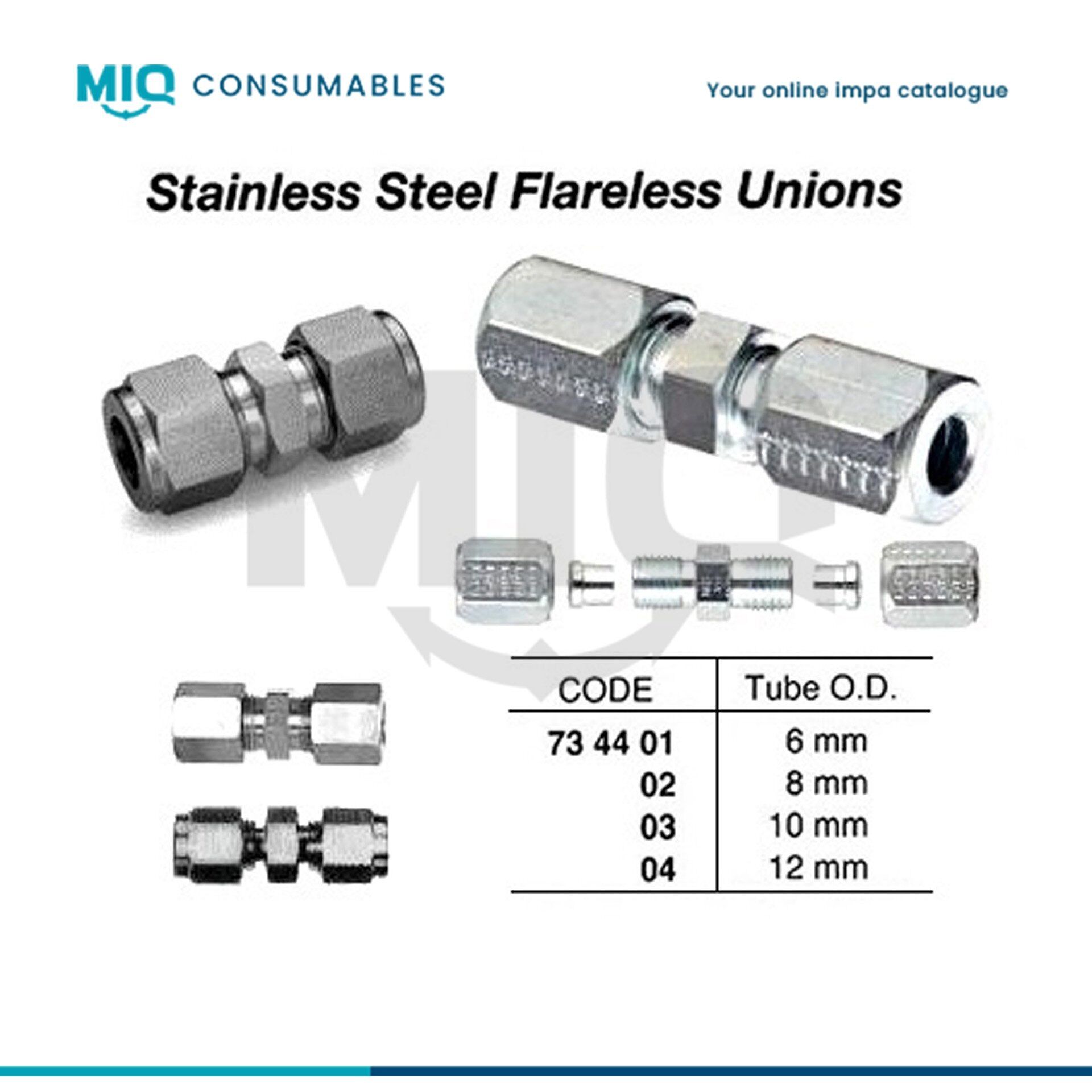 ULSAエンドピン&ソケットセット　10mm 734403-UNION STAINLESS STEEL 10MM, FLARELESS - MIQ Consumables