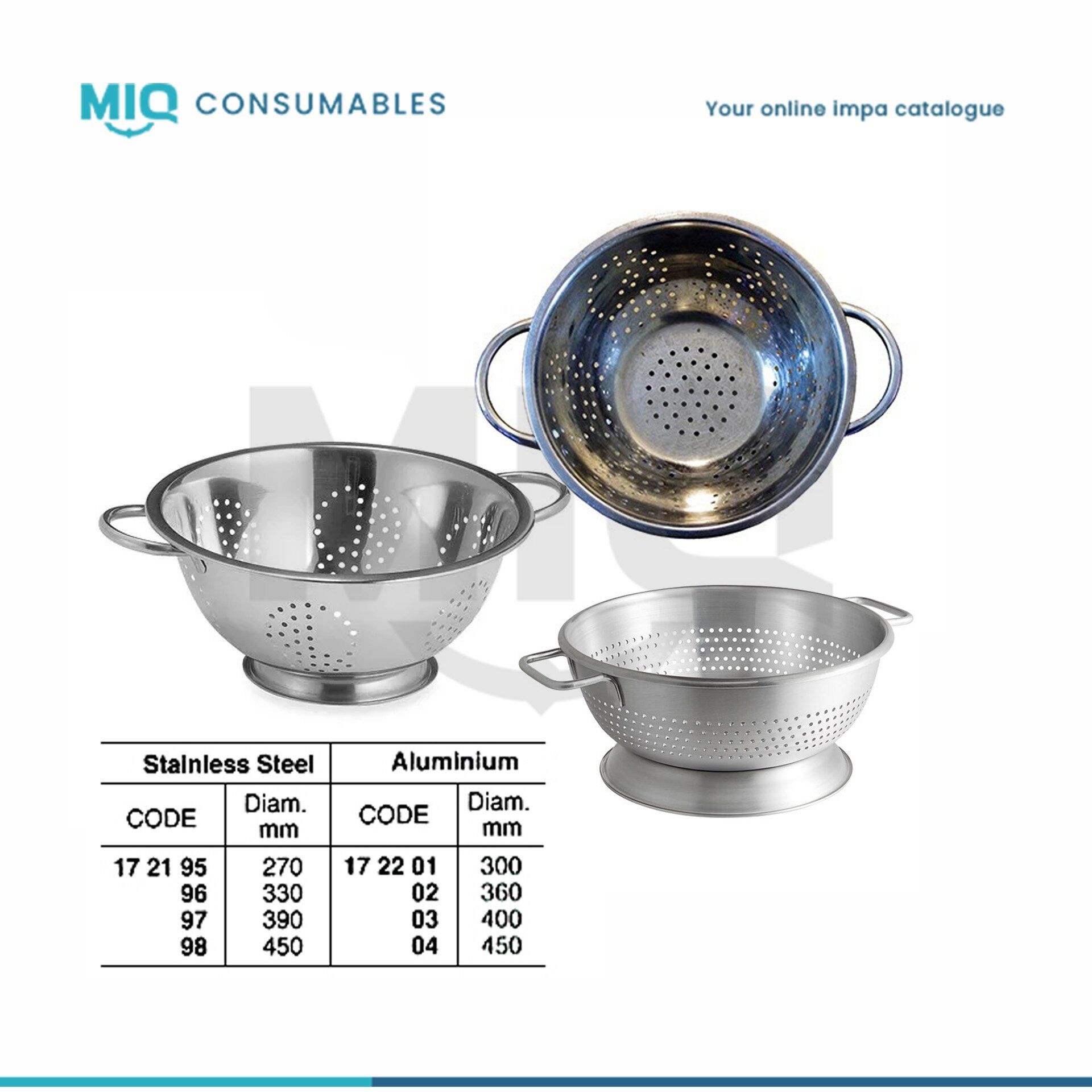 手入れ用具 IMP 172197-COLANDER STAINLESS STEEL 370 MM - MIQ Consumables