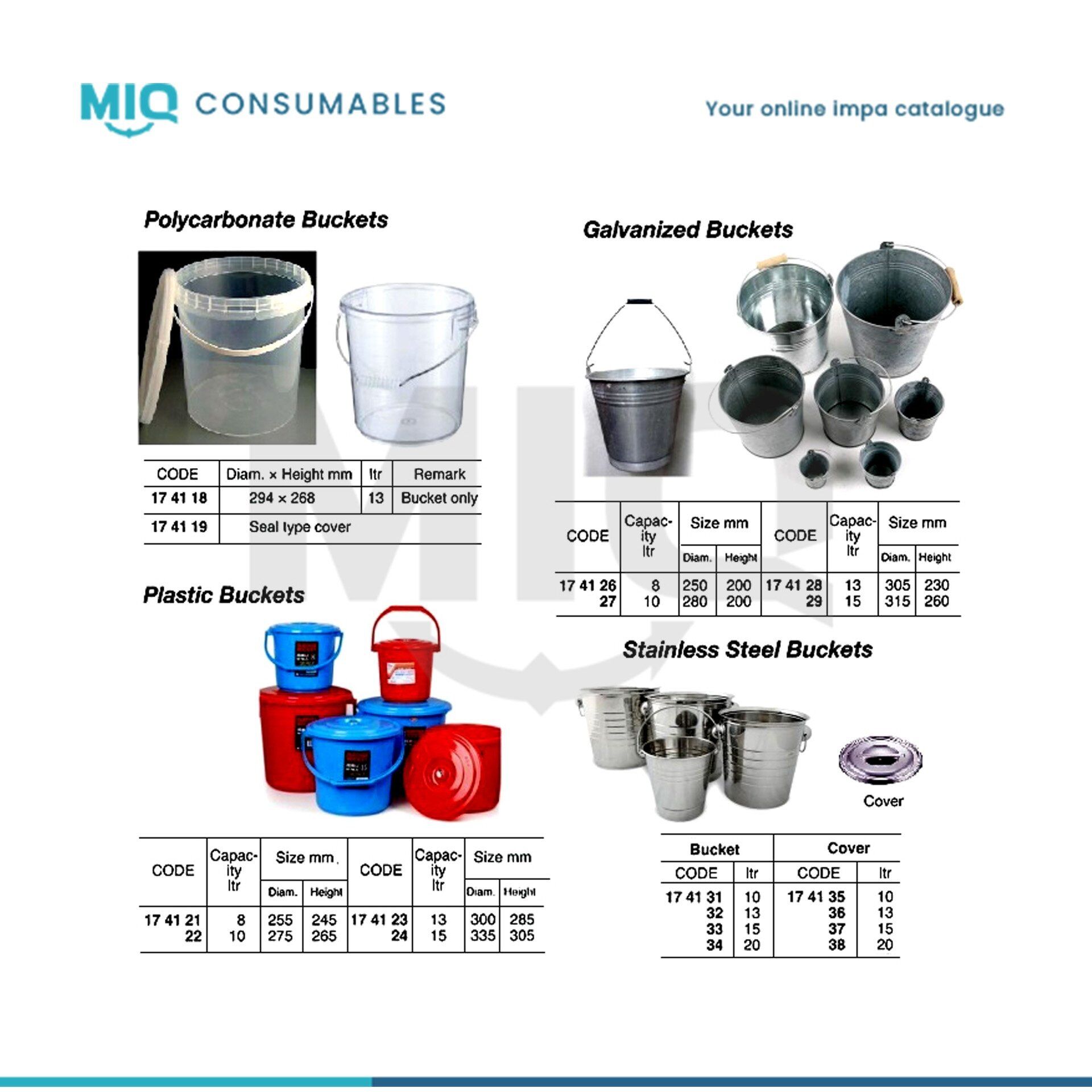 174131-BUCKET STAINLESS STEEL 10 LITER - MIQ Consumables