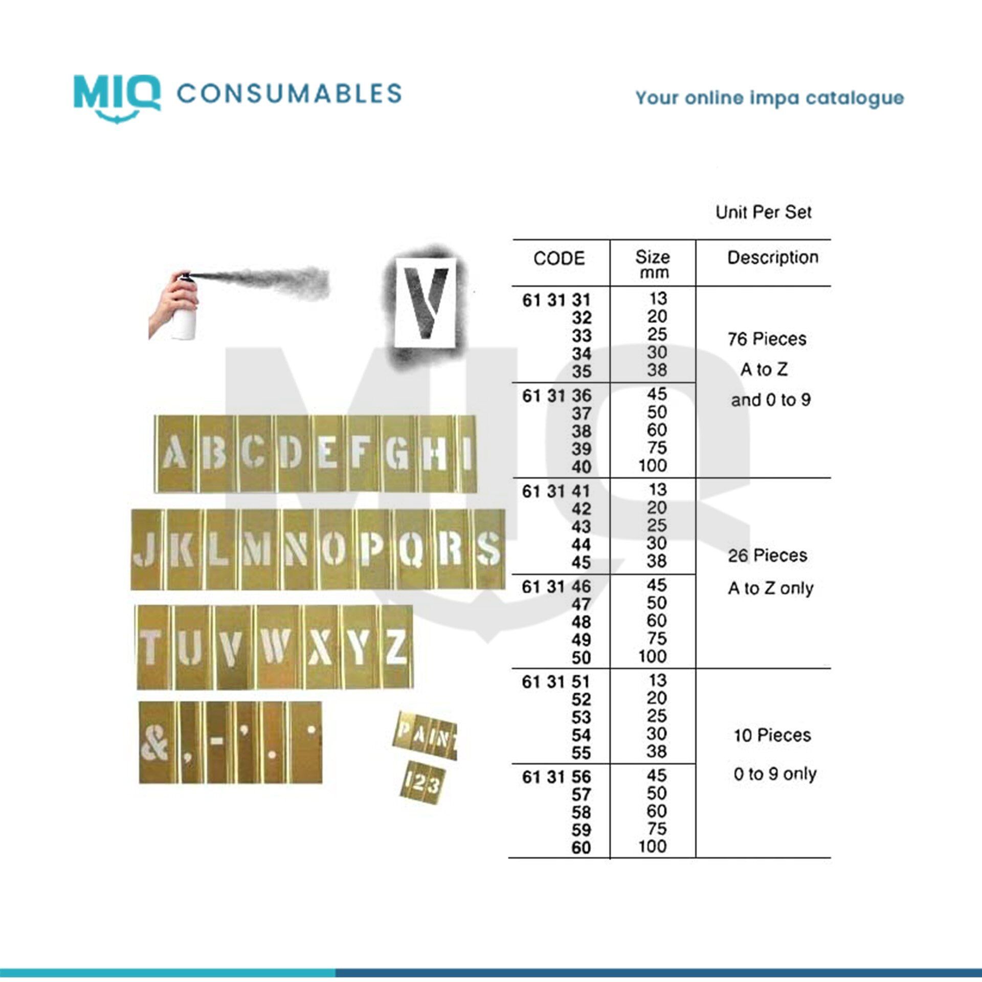 613132-CLIP ON STENCIL LETTER AND FIGURE SET ADJUSTABLE BRASS A-Z